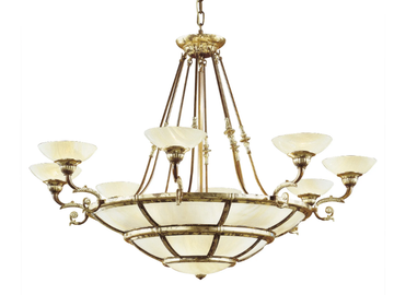 RAFFAELLO 1999/14+8 - Rust gold leaf chandelier with onyx glass by Possoni Illuminazione - view 2